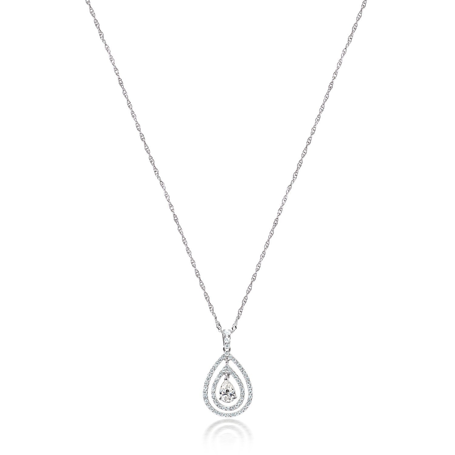 14k White Gold Pear Shaped Diamond Necklace