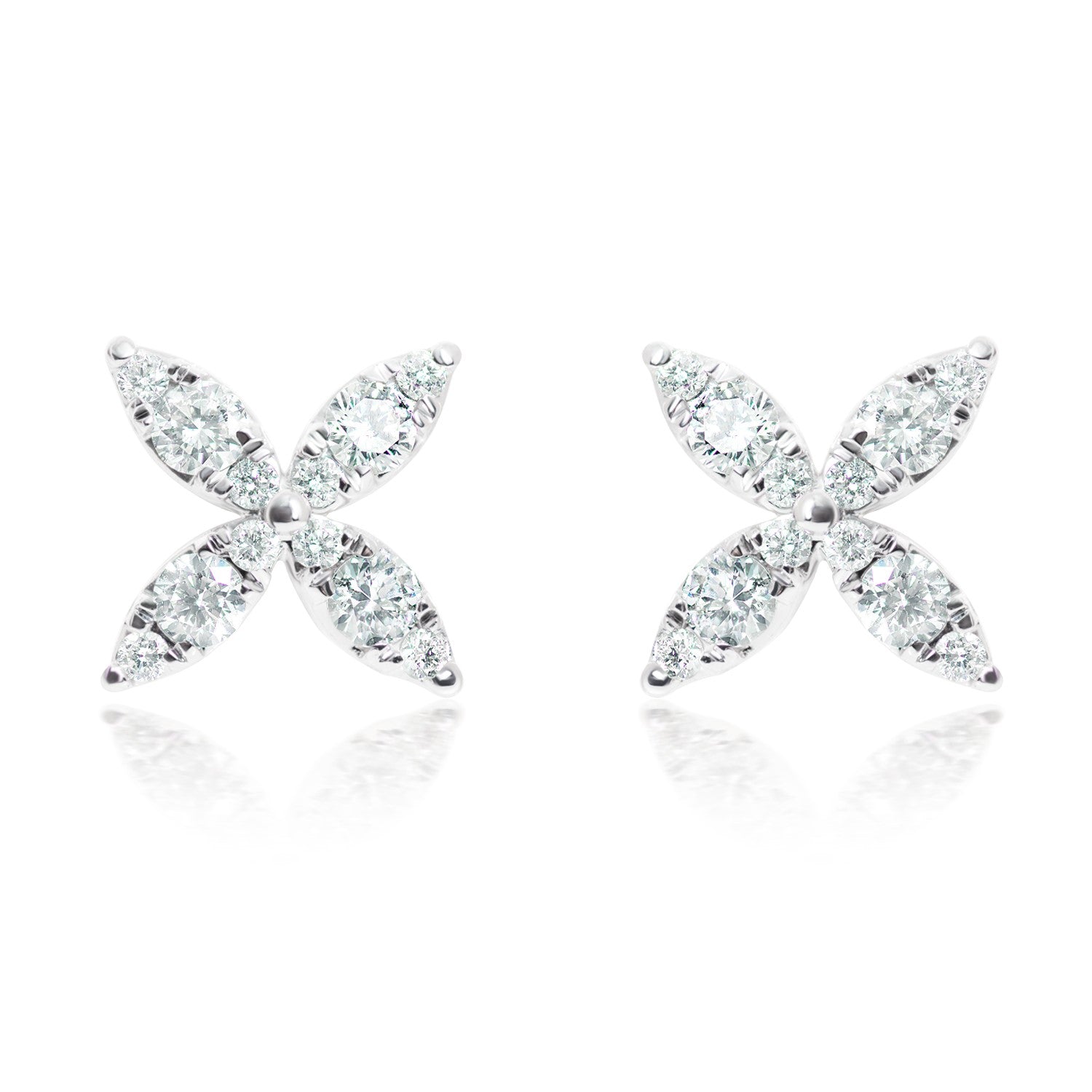 14k White Gold Flower X Stud Earrings (.40cts)