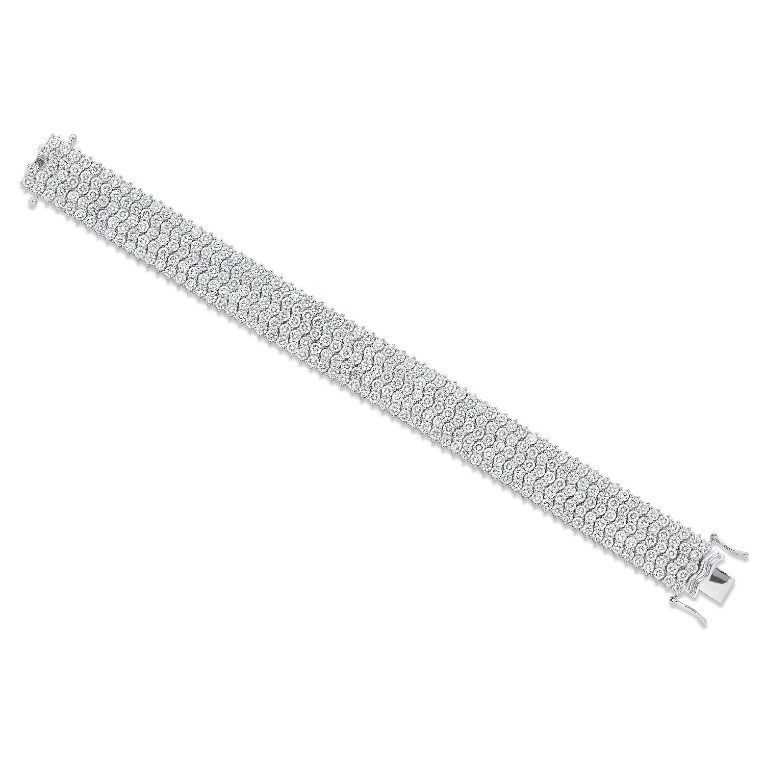 18k White Gold 5 Row Wide Diamond Bracelet (21cts. t.w.)