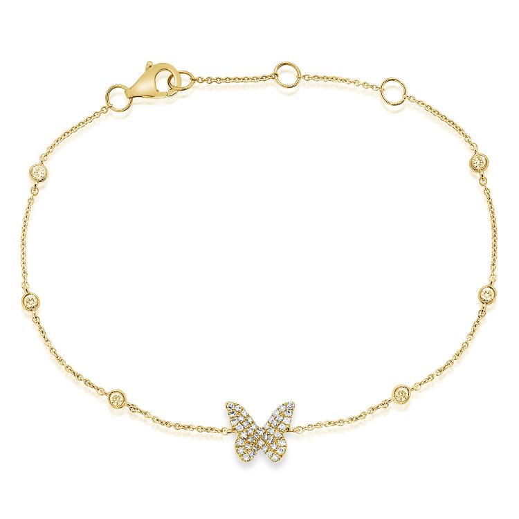 Fluted Pear Illusion Diamond Butterfly Bracelet- URBAETIS Fine Jewelry