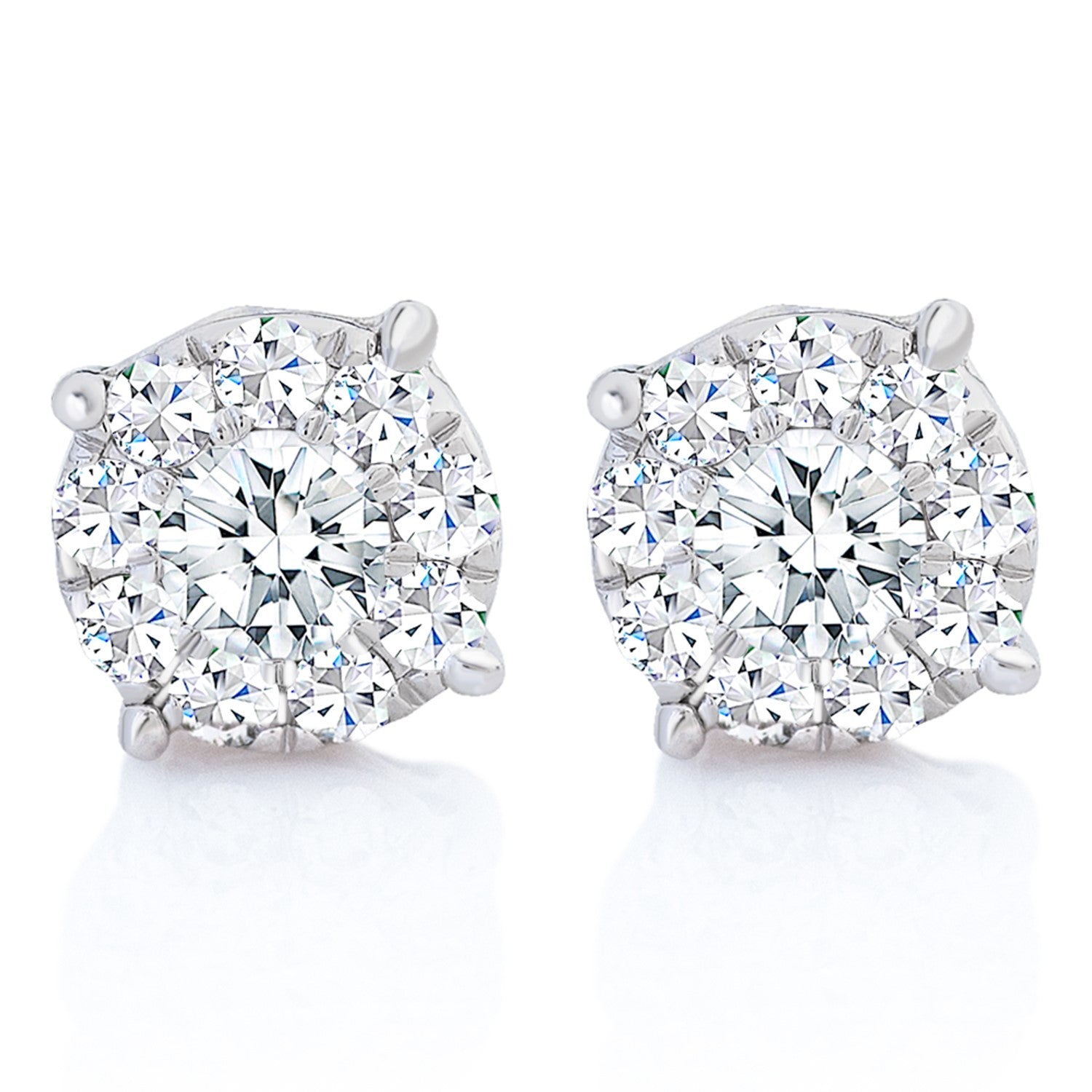 14K White Gold 3 Prong 4CTW Diamond Stud Earrings – Long's Jewelers