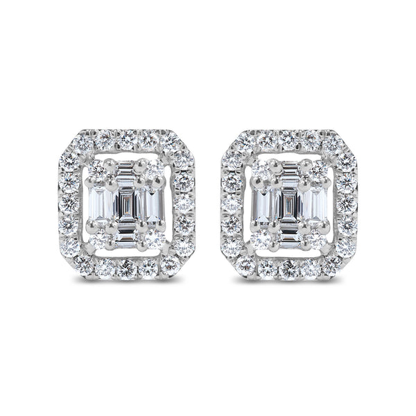 White Gold Rectangular Halo Diamond Earrings – MB Altman Jewelry