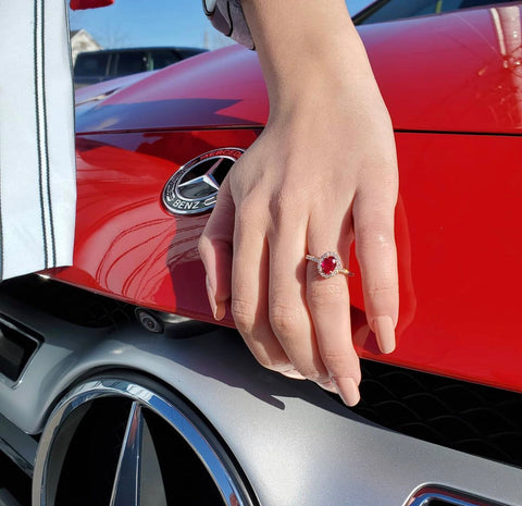 Ruby Ring, Custom Made Jewelry, Red sports Car