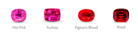 Hot pink, Fuchsia , Pigeon and Royal Ruby