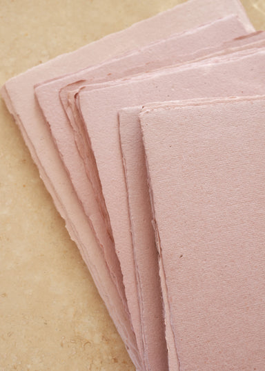 Wedding stationery blush deckle edge handmade recycled cotton