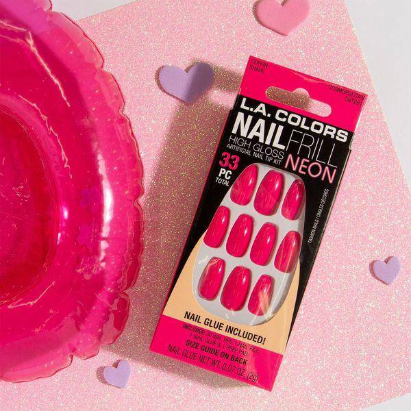 Cosmopolitan Nail Frill Neon Artificial Coffin Nail Tips by LA Colors ...