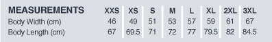 Unisex Hoodie Size Chart Measurement