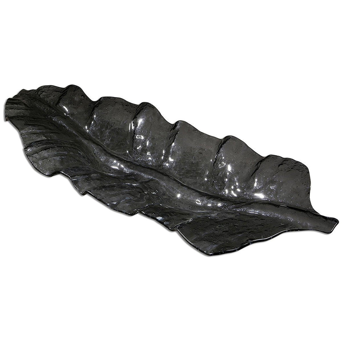 Uttermost Smoked Leaf Glass Tray 19862
