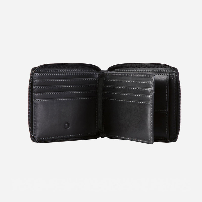 Large Zip Around Wallet With Coin, Black - Jekyll and Hide AUS