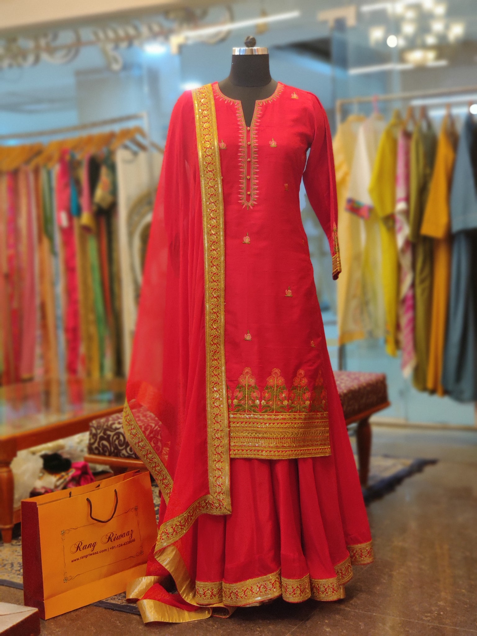 red sharara dress