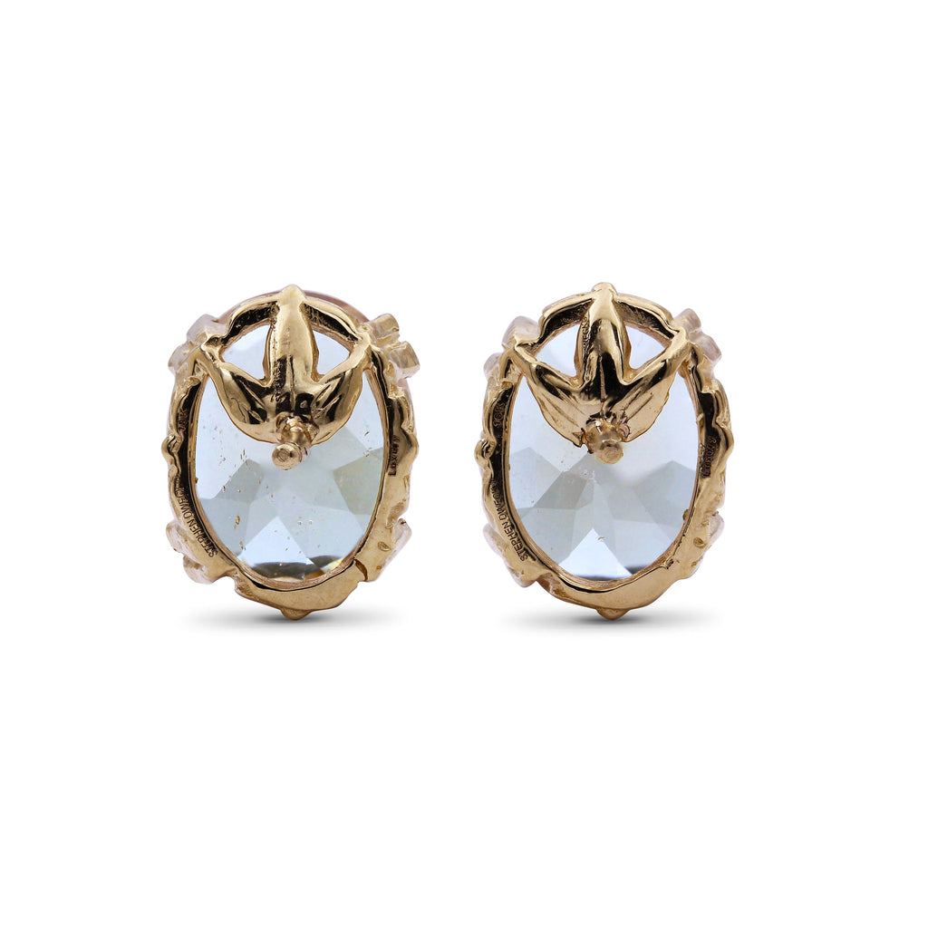 Luxury 10X8mm Aquamarine Earrings in 18K Gold