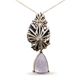 Luxury Hand Carved Natural Mabe Pearl Formation Rose de France Amethyst and Diamond 0.35ct Pendant-Pin in 18K Gold