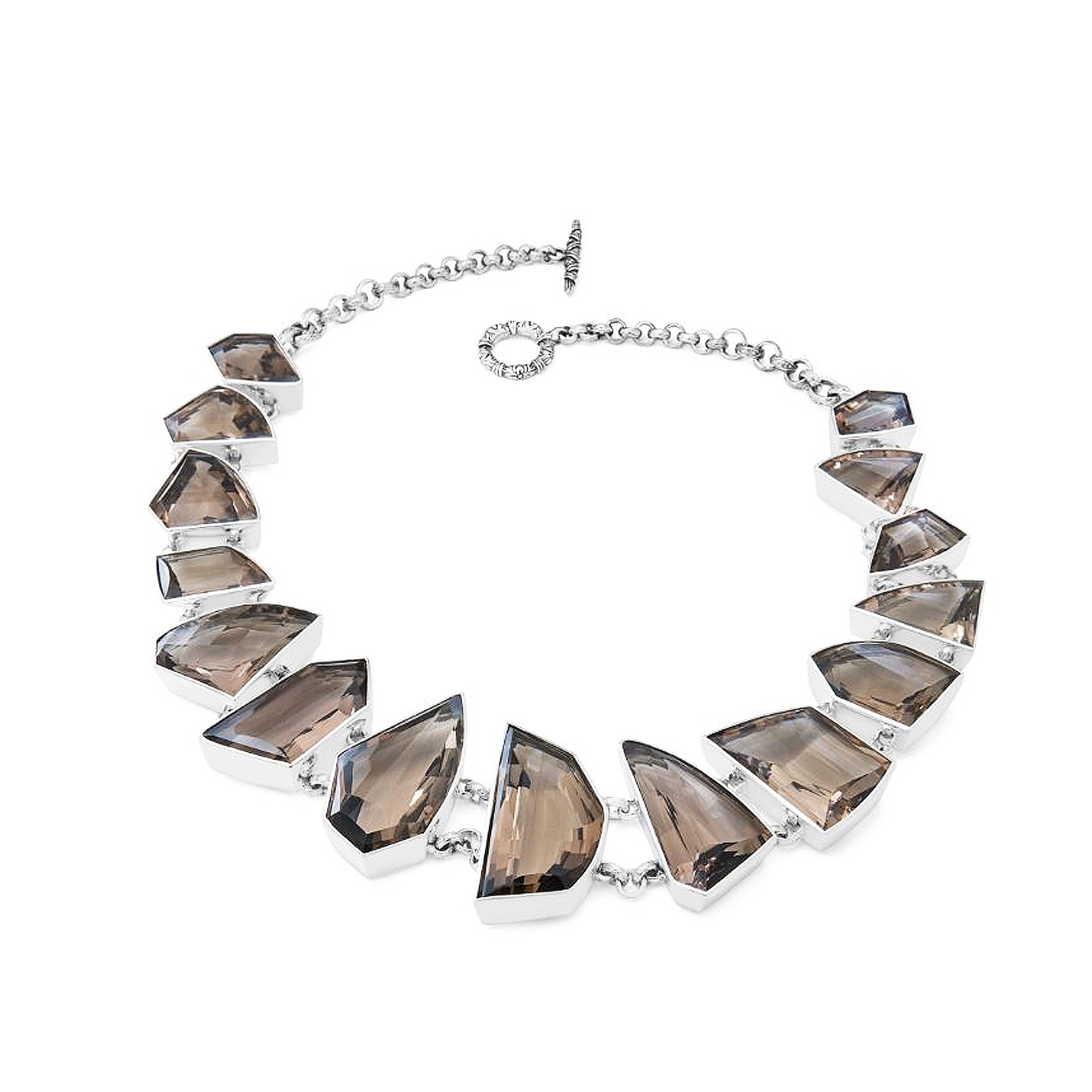 Faceted Smoky Quartz Shard Necklace in Sterling Silver