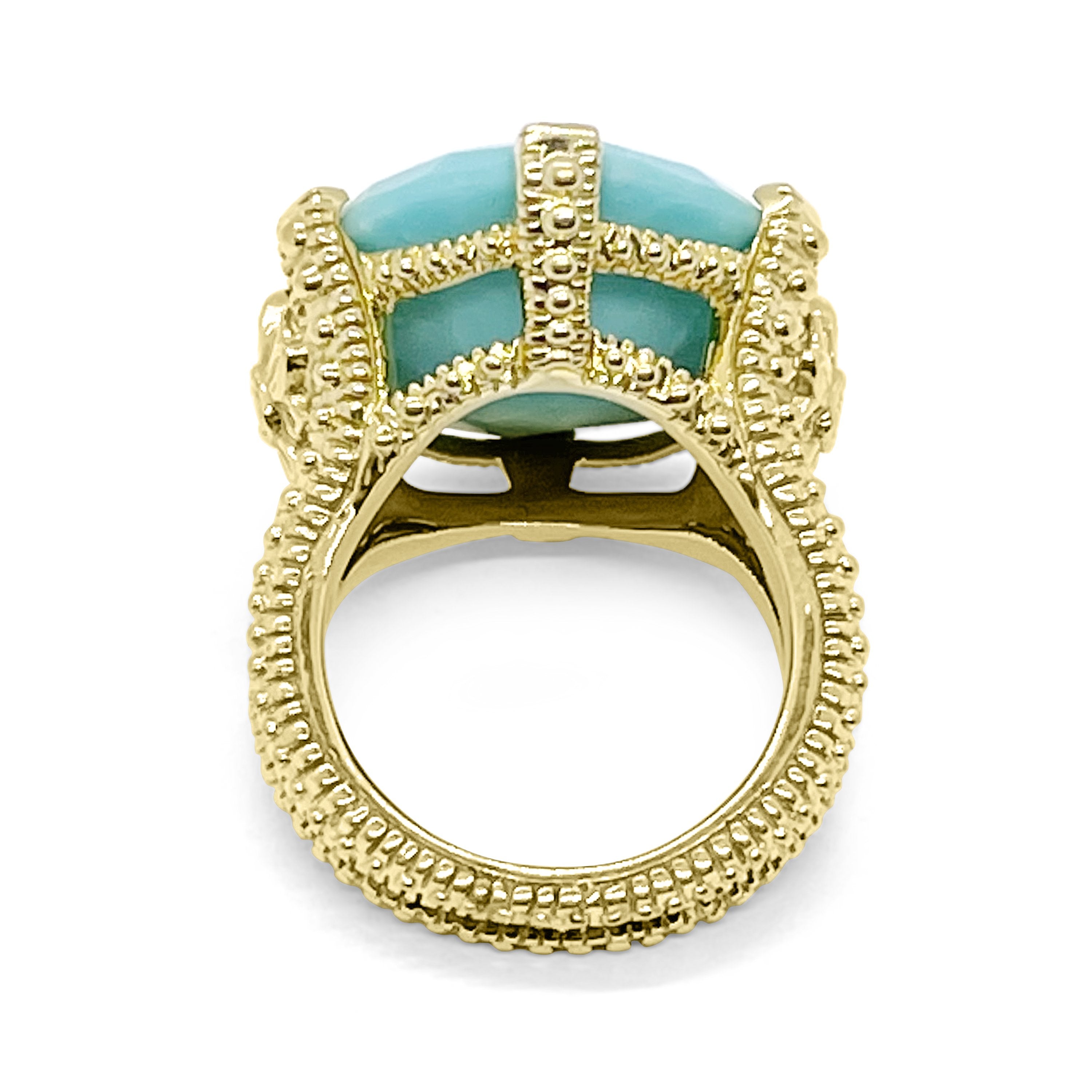 Faceted Natural Turquoise  Ringin 18k Yellow Gold