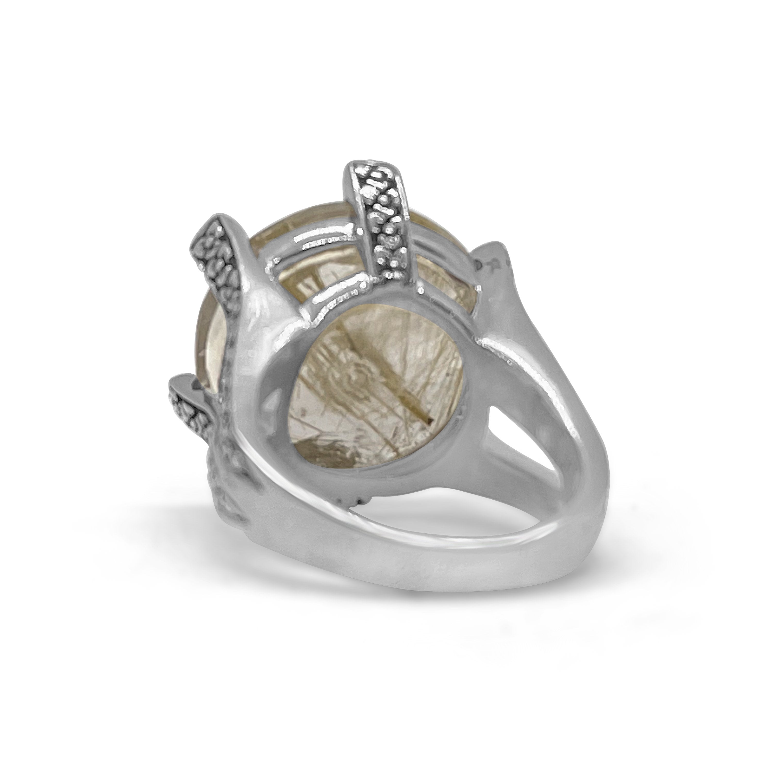 Gold Hair Rutilated Quartz Ring in Sterling Silver