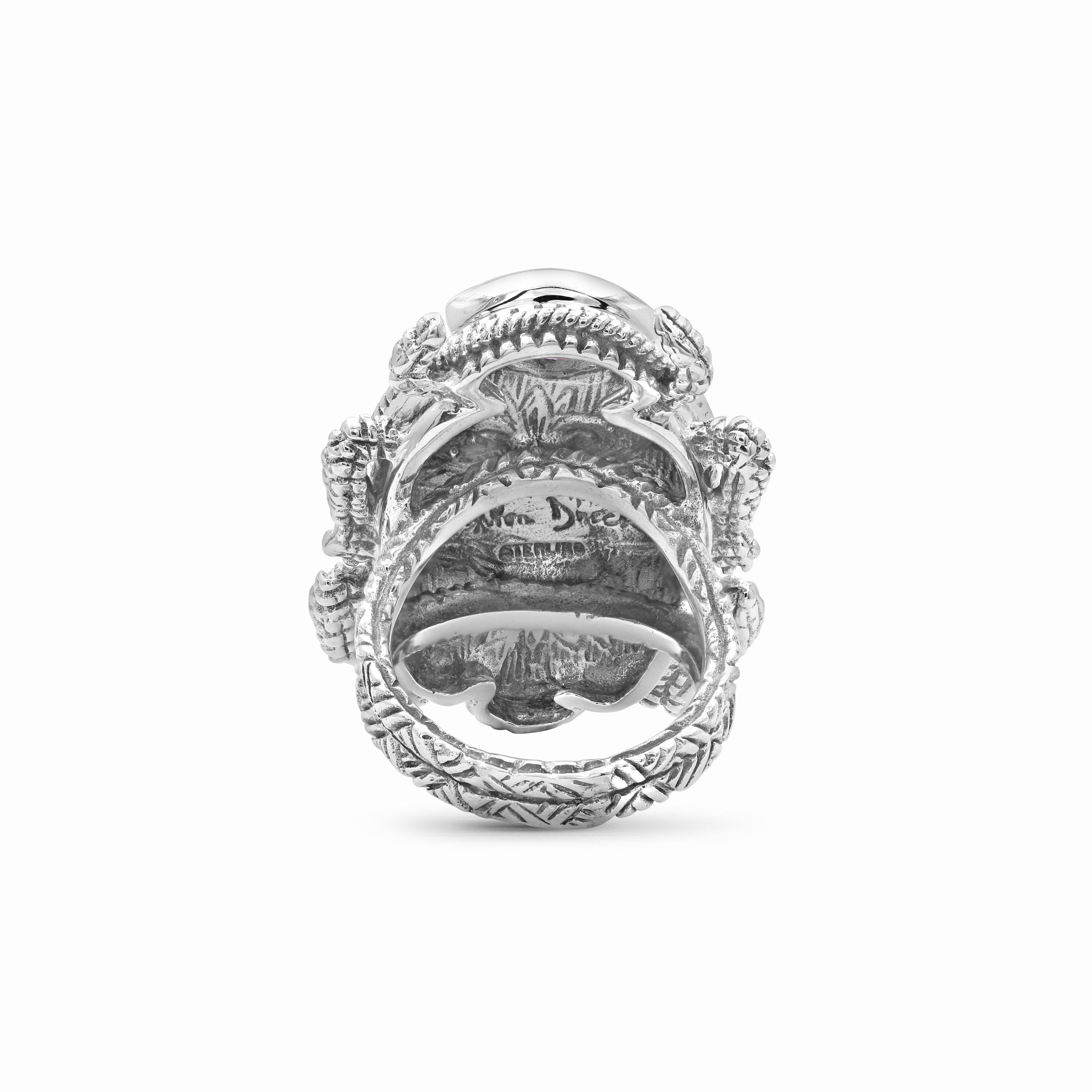 Stephen Dweck Abalone & Amethyst Scarab Sterling Silver Ring