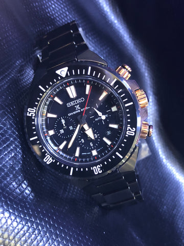 Seiko Prospex Dive Watch Transocean Black Case Chronograph SBEC002