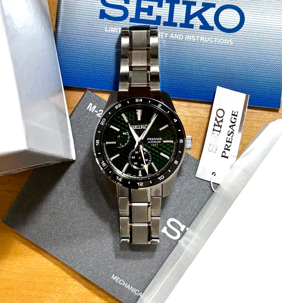 Seiko Presage GMT Sharp Edge Green Dial SPB219