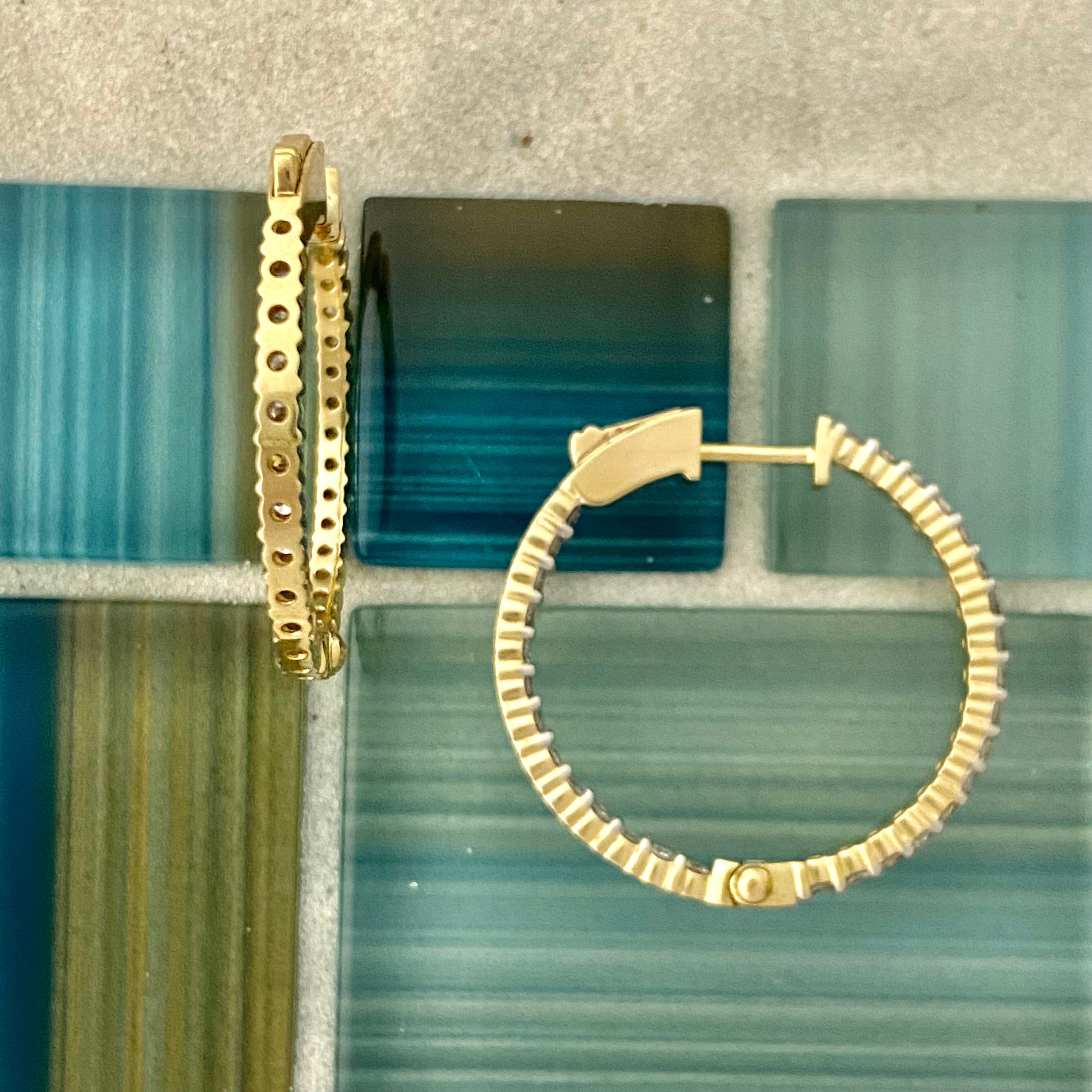 14k Yellow Gold 1.98cttw Diamond Inside Out Hoop Earrings