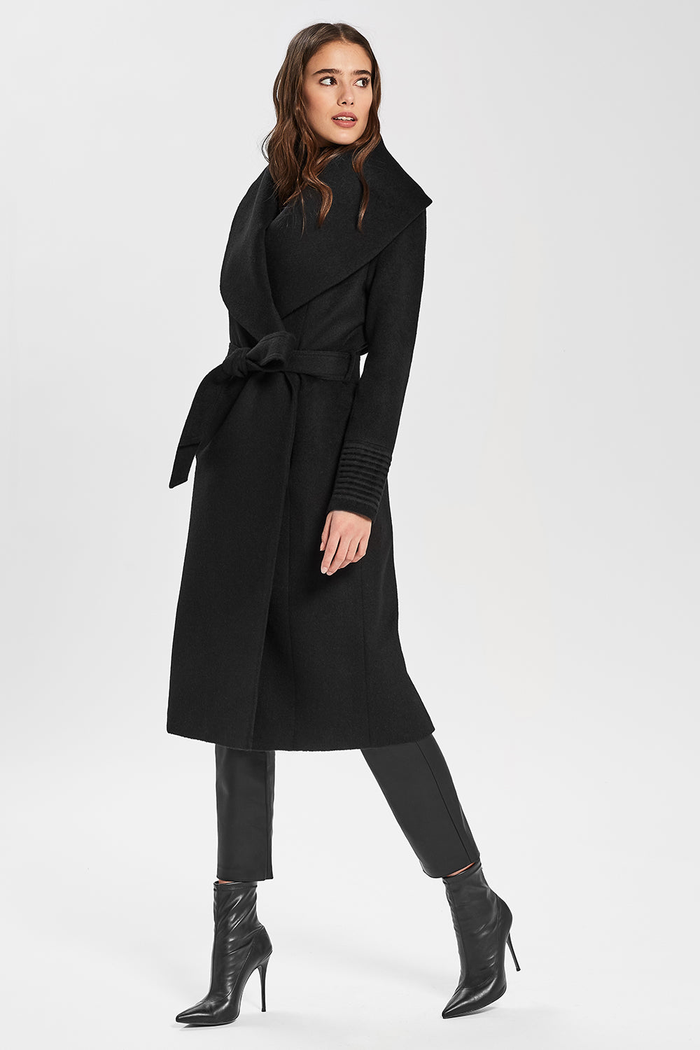 Long Wide Shawl Collar Wrap Coat – SENTALER