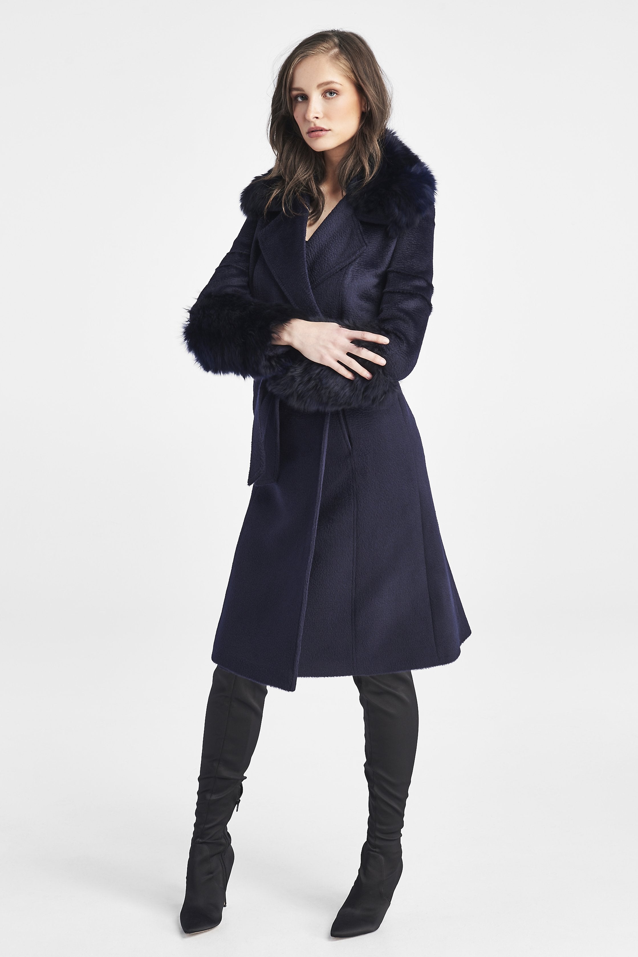 navy wrap coat