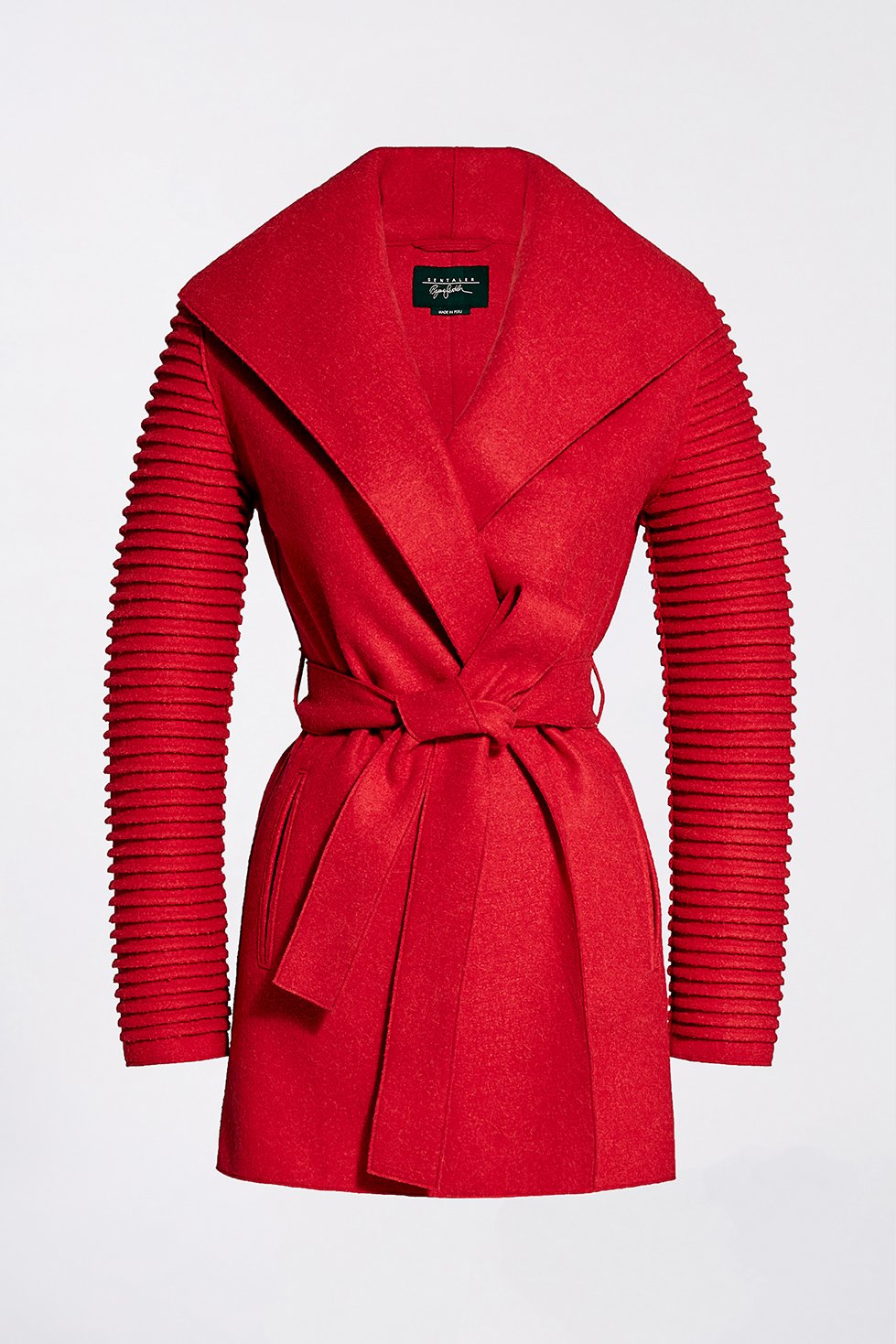 sentaler wrap coat with ribbed sleeves