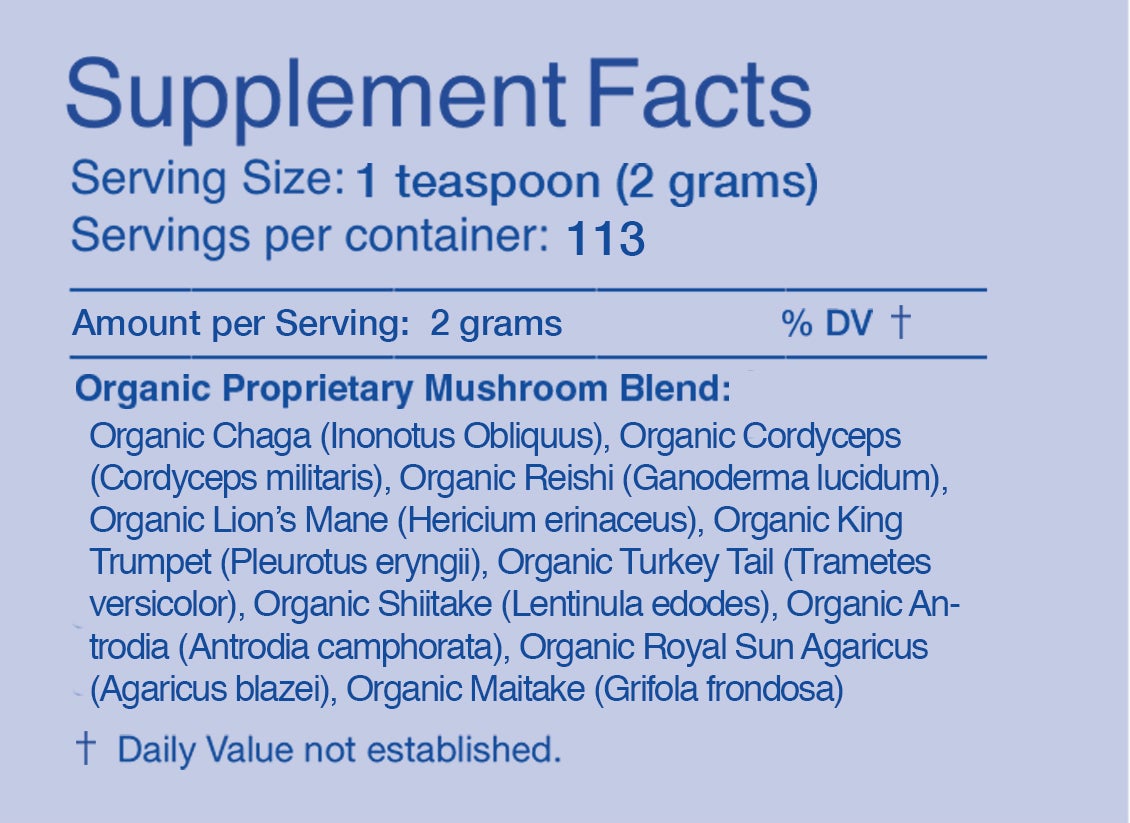 HIGHVIBE Mushrooms Supplement Facts