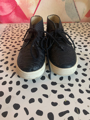 Akid black snake embossed leather high top sneakers. Size 10 - Cloud & Bunny