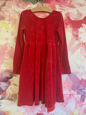 Hanna Andersson red velour long sleeve dress with pockets. Size 8 - Cloud & Bunny