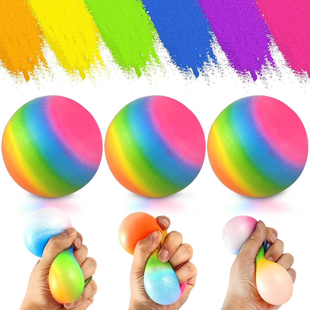 Squishy Sensory Balls Elastic Fidget Squeeze Balls Rainbow