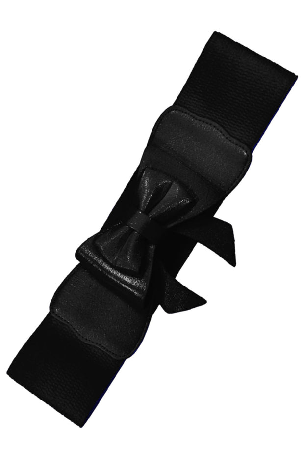 Banned Retro Play it Right Black Stretch Elastic Bow Belt – Cherry Red ...