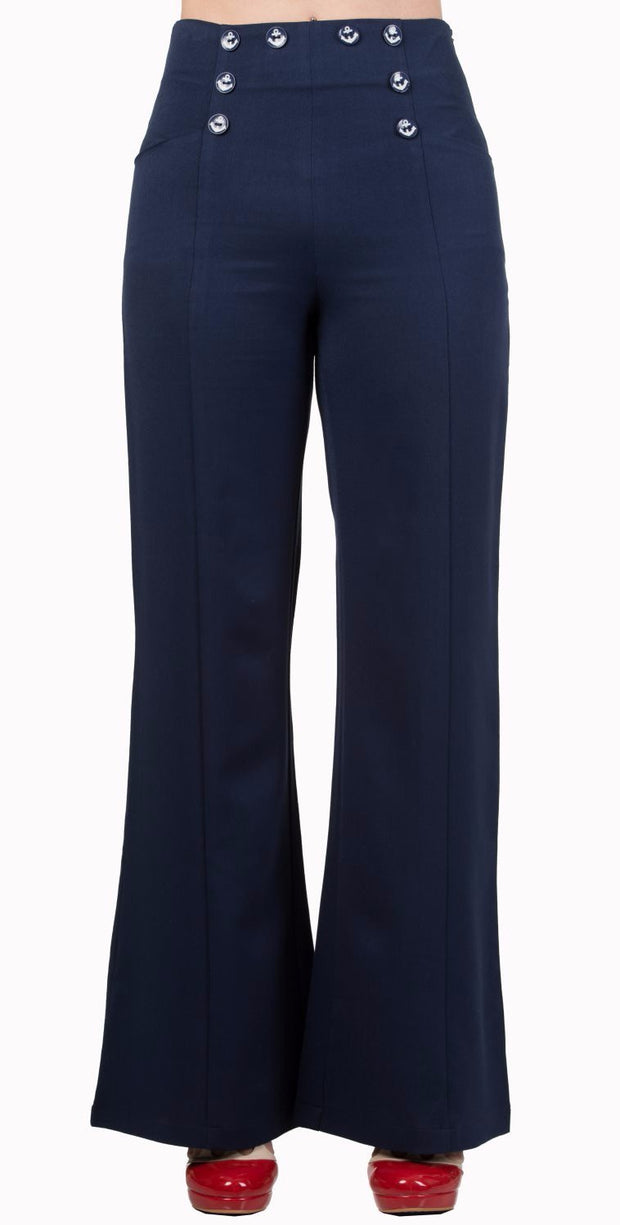 Vintage 1940s 1950s Peg Pants Steel Blue Gabardine Wool Trousers Dropped  Loops Hollywood Waist L 