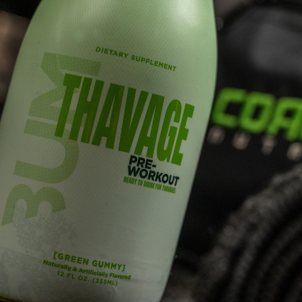 RAW Thavage Pre Workout Energy Drink - Green Gummy, 12 Bottles