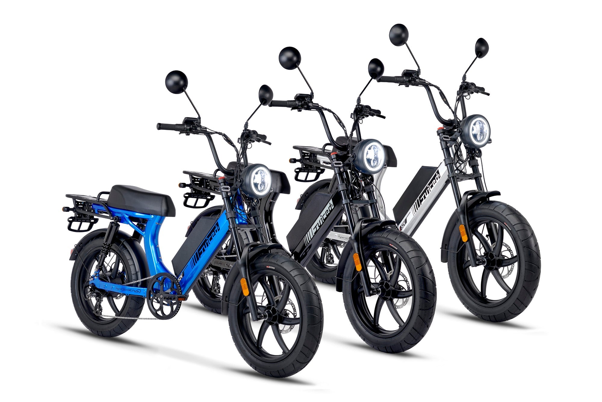 juiced hyperscorpion moped ebike in three colors