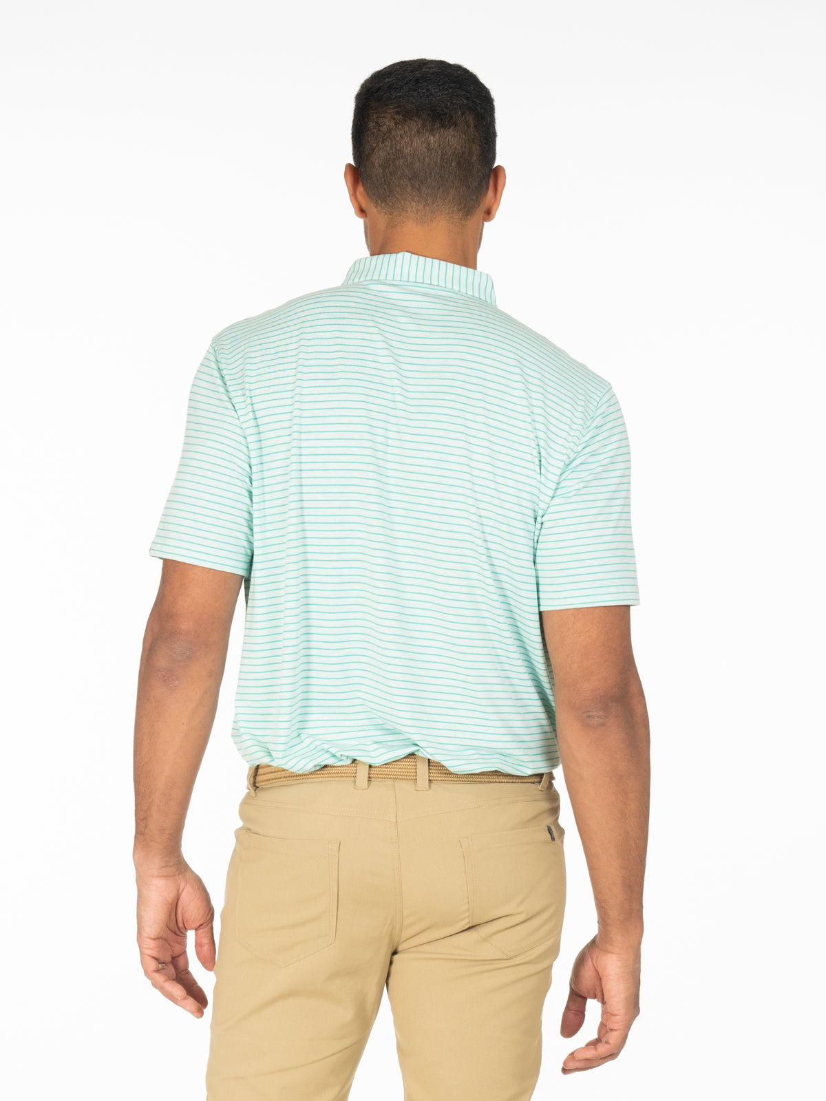 MicroAir Polo Brookline Stripe Golf Shirt - hongkongpackagetours (TidewaterHeather/AquaGreen)