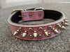 pink leather dog collar with spikes and studs