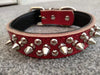 red leather dog collar with spikes and studs