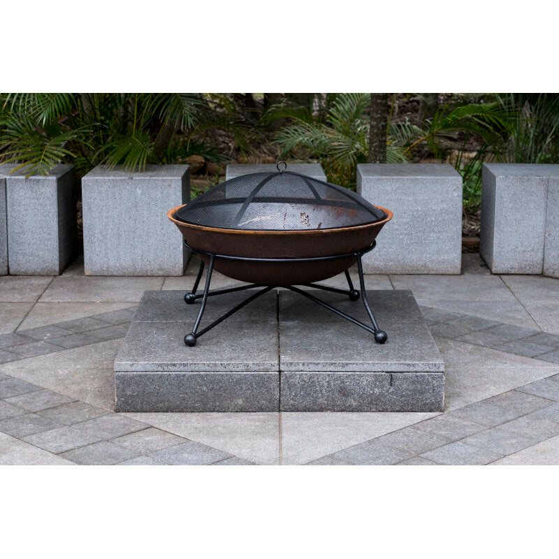 Art Deco Cast Iron Fire Pit 75cm & Ember Screen Bundle