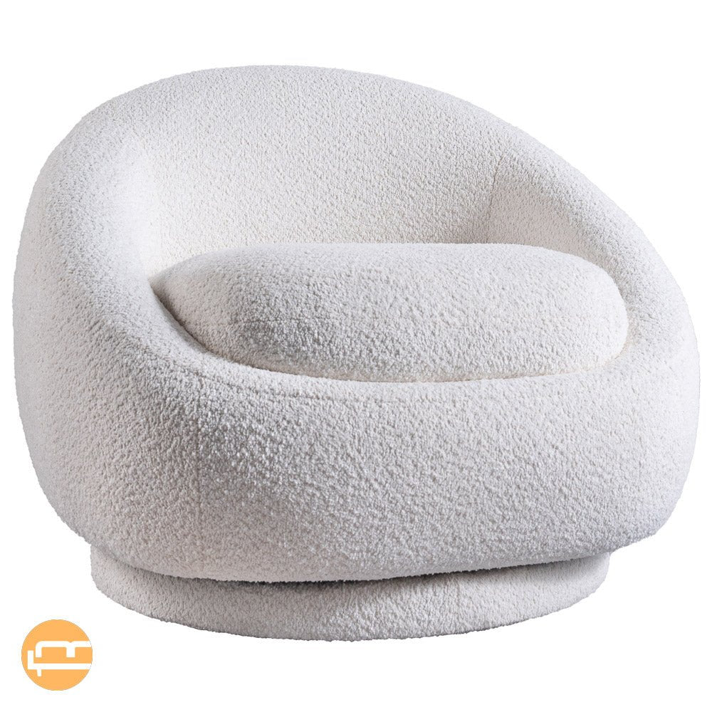 Crockett Cream Boucle Swivel Barrel Chair - MidinMod product image