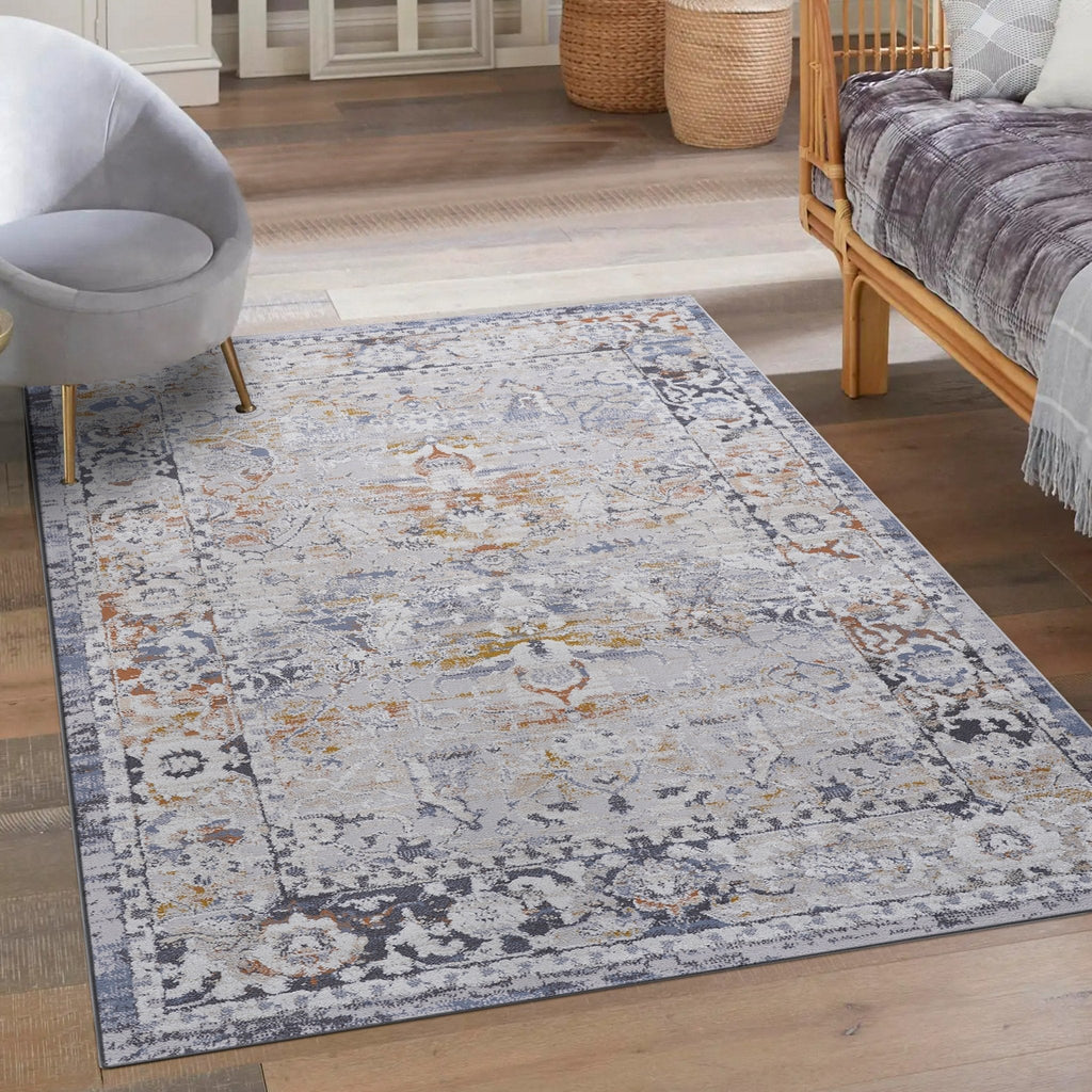 47 x 65 Ivory/Grey Polyester Rug