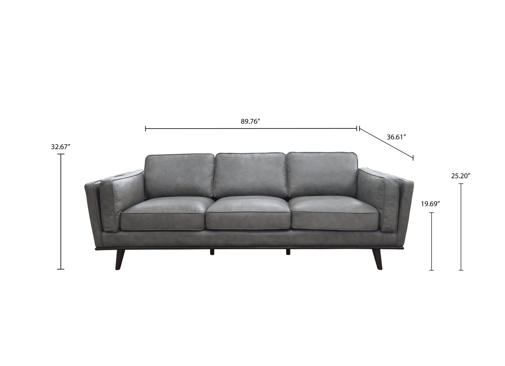 Ferre Leather Sofa - Blue Gray Leather | MidinMod | Houston TX