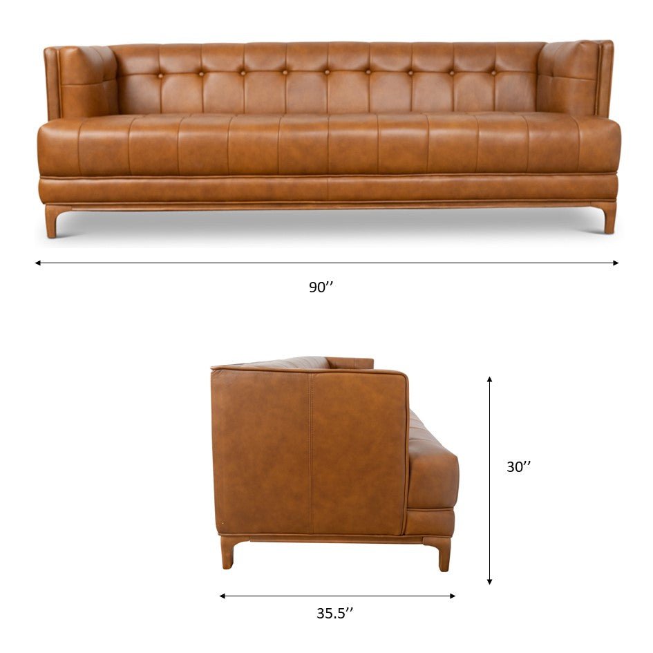 Kennedy Sofa - Cognac Leather | Mid in Mod | Houston TX