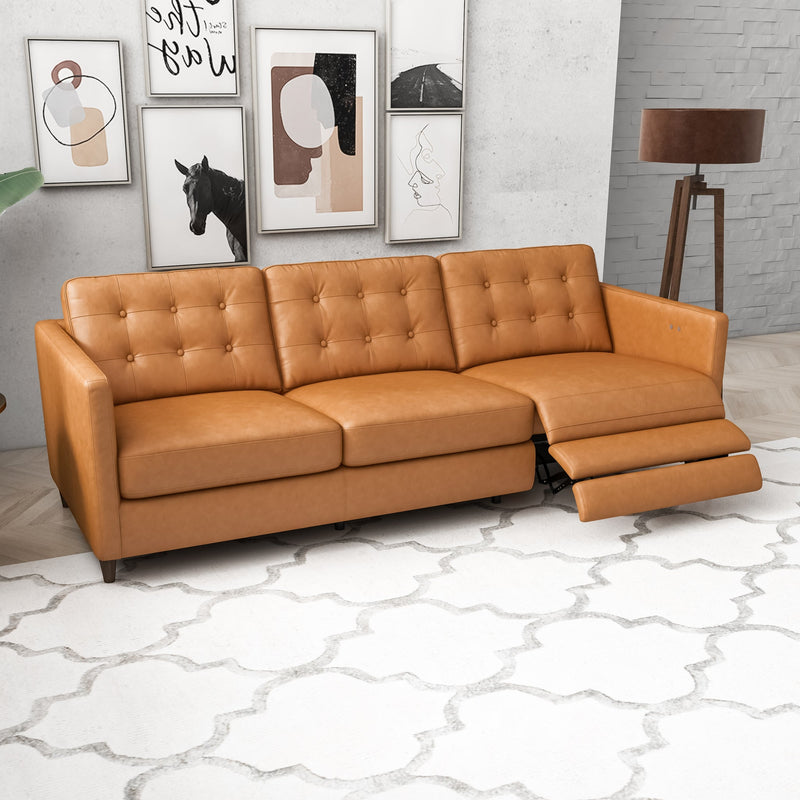 Louis Leather Electric Reclining Sofa -Tan right | MidinMod | TX