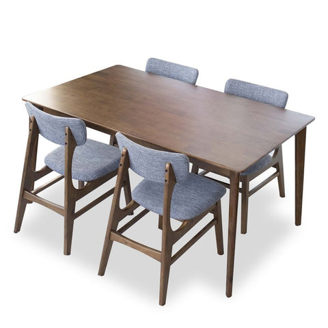 Rixos Dining set with 4 Evette Gold Dining Chairs (Walnut)