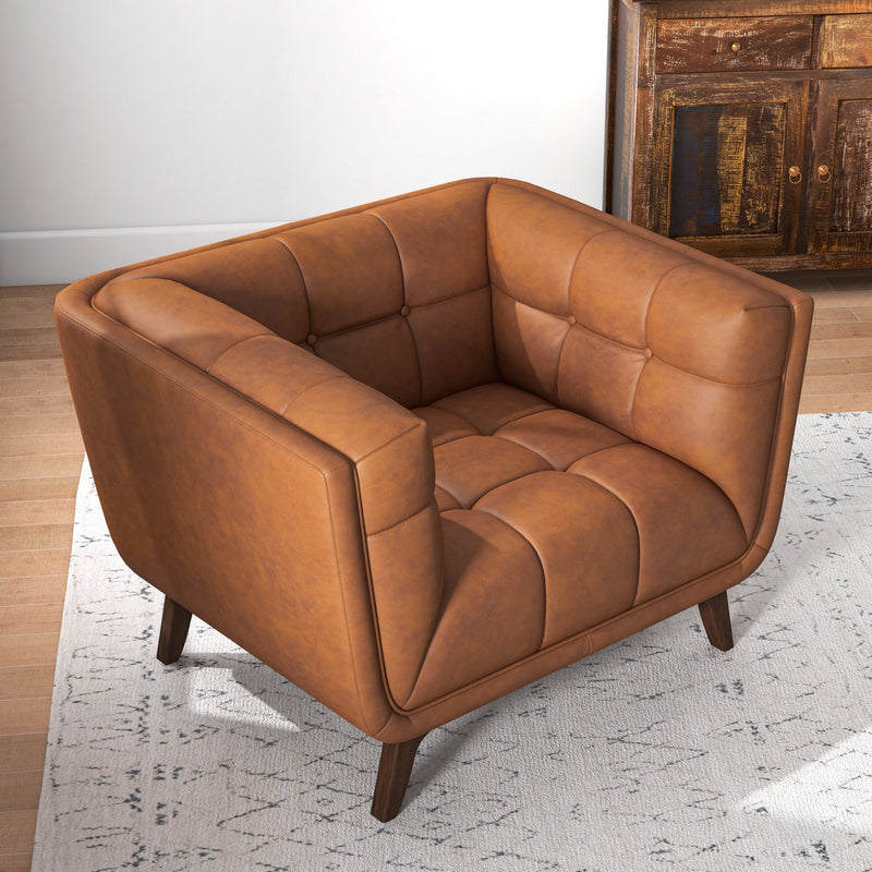 beige leather lounge chair