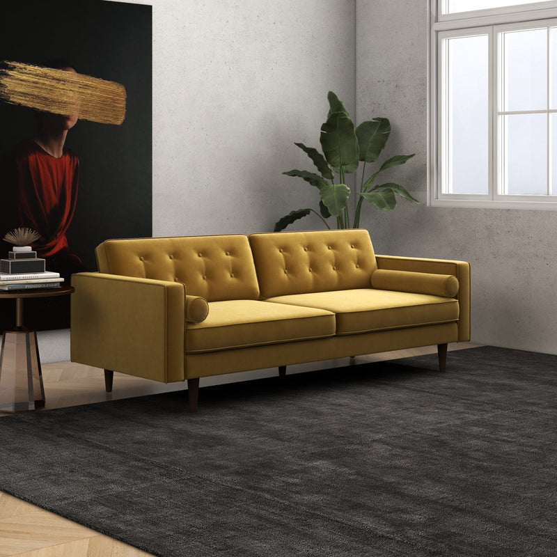 Kirby Sofa - Gold Velvet | Mid in Mod | Houston Furniture TX