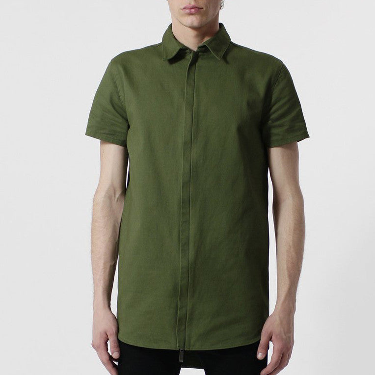 Unknown Alacrity S/S Olive Two Way Zipper Down Shirt – Entree Lifestyle