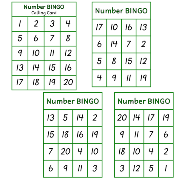 Bingo Numbers 1-20 - Smart Kids AU