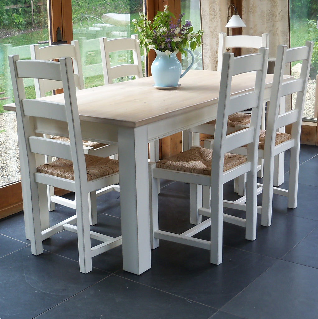 Hand Painted Kitchen Table And Ladder Back Chairs