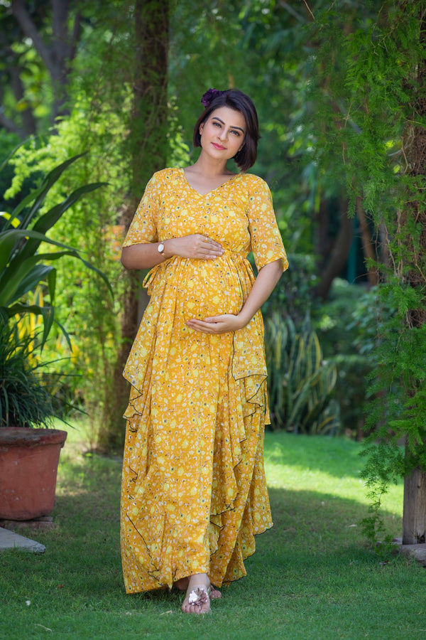 Honey Yellow Maternity Flow Dress